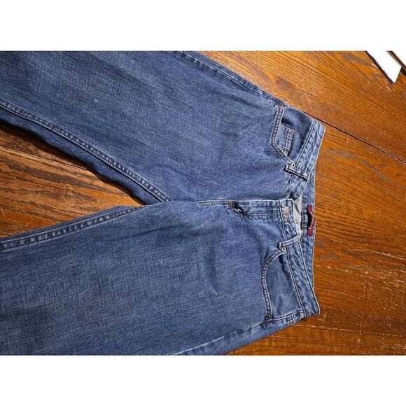 Size 12 Long Lee Riveted Ultimate 5 Mid Rise Denim Blue Jeans with Pockets - Picture 2 of 4